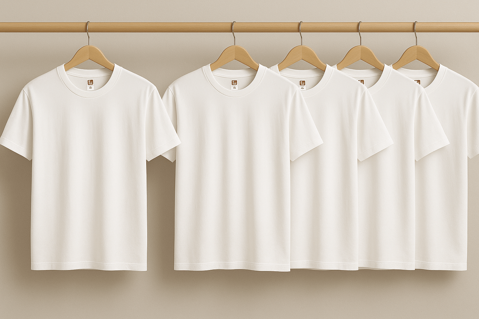 5 Playeras Básicas Blancas Con Cuello Redondo