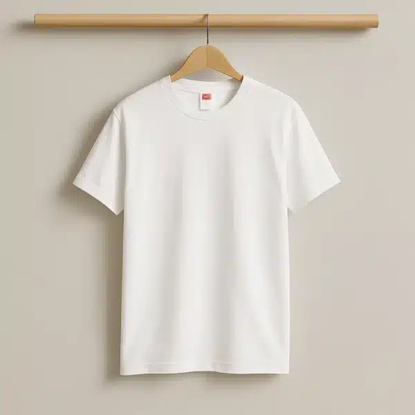 Playera blanca básica de algodón para hombre y mujer