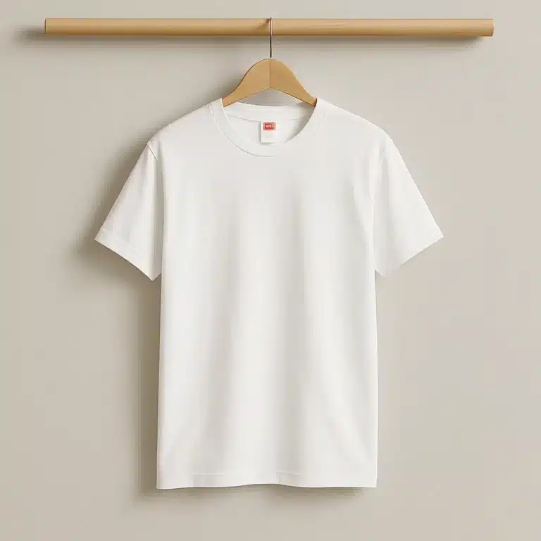 Playera blanca básica de algodón para hombre y mujer