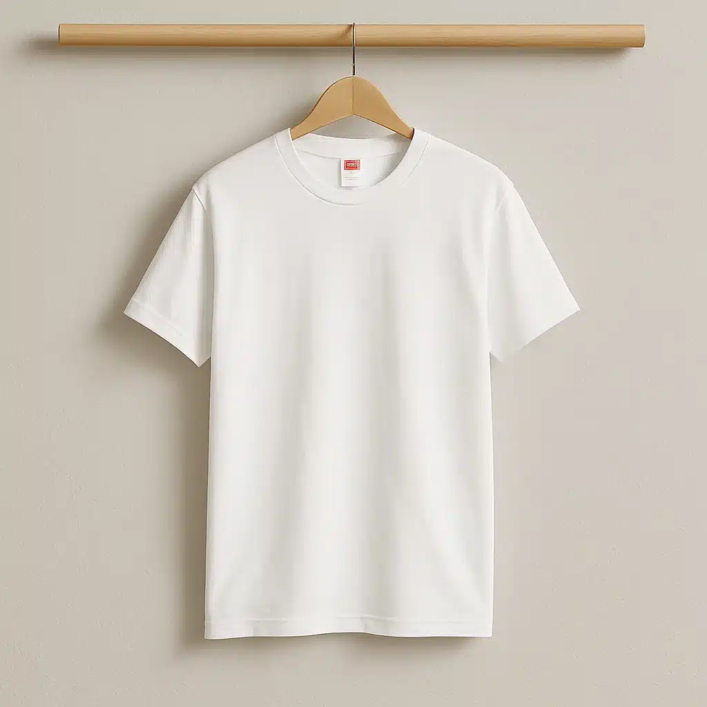 Playera blanca básica de algodón para hombre y mujer