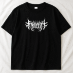 Playera oversize negra con diseño gótico Atrocity para hombres y mujeres