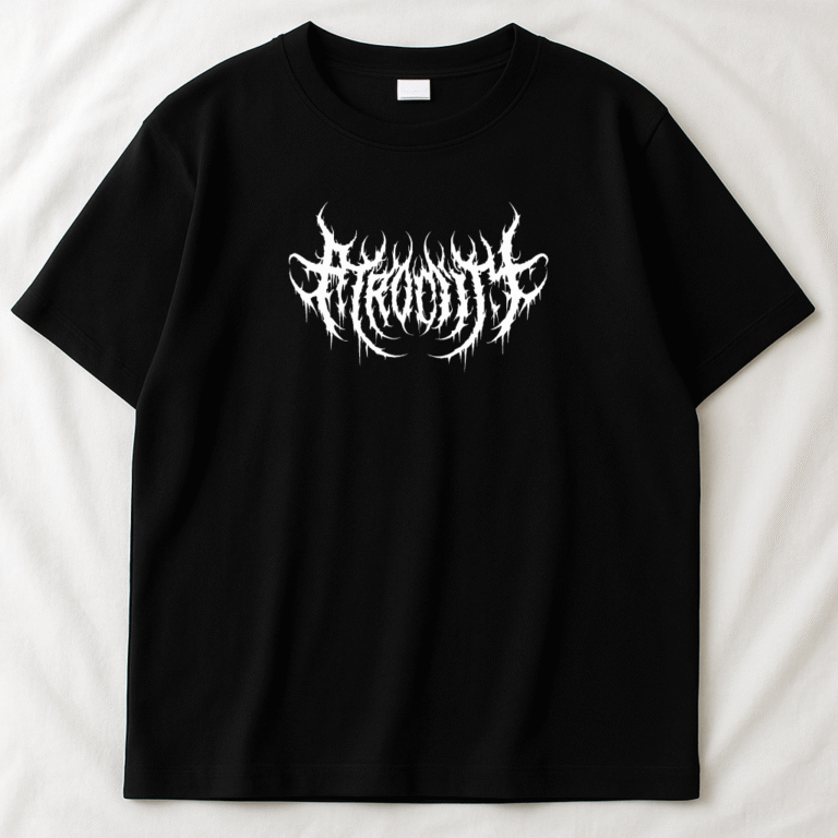 Playera oversize negra con diseño gótico Atrocity para hombres y mujeres
